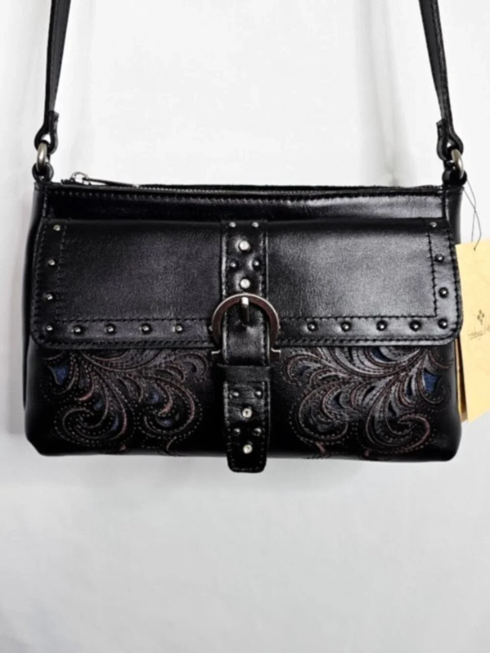 NWT PATRICIA NASH Maisie Crossbody BLACK LUX RANCH Montana Leather Collection - Picture 2 of 13